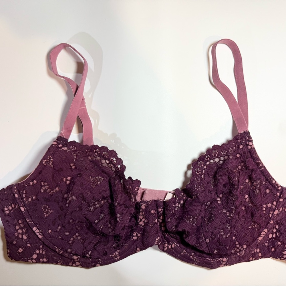 VS Unlined Purple Lace Demi Bra